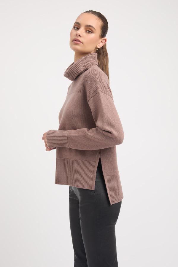 Kookai Autumn Split Hem Jumper Mink