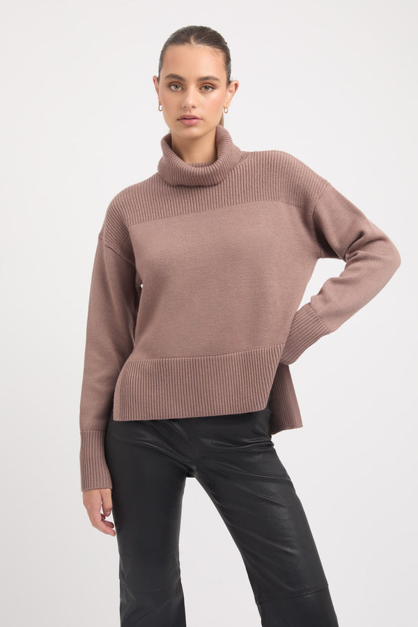 kookai Autumn Split Hem Jumper Mink