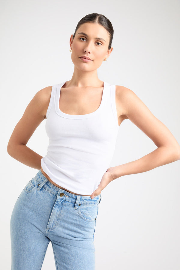 kookai Bailey Icon Scoop Tank White