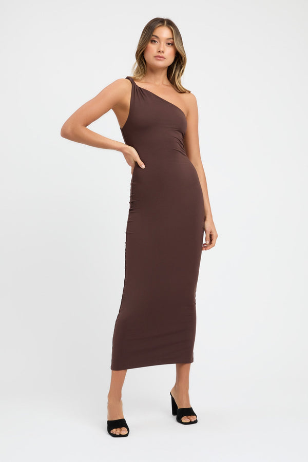 kookai Bambi Midi Dress Dark Chocolate