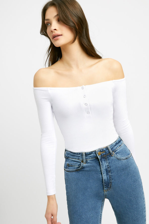 Kookai Bastille Off Shoulder Top White