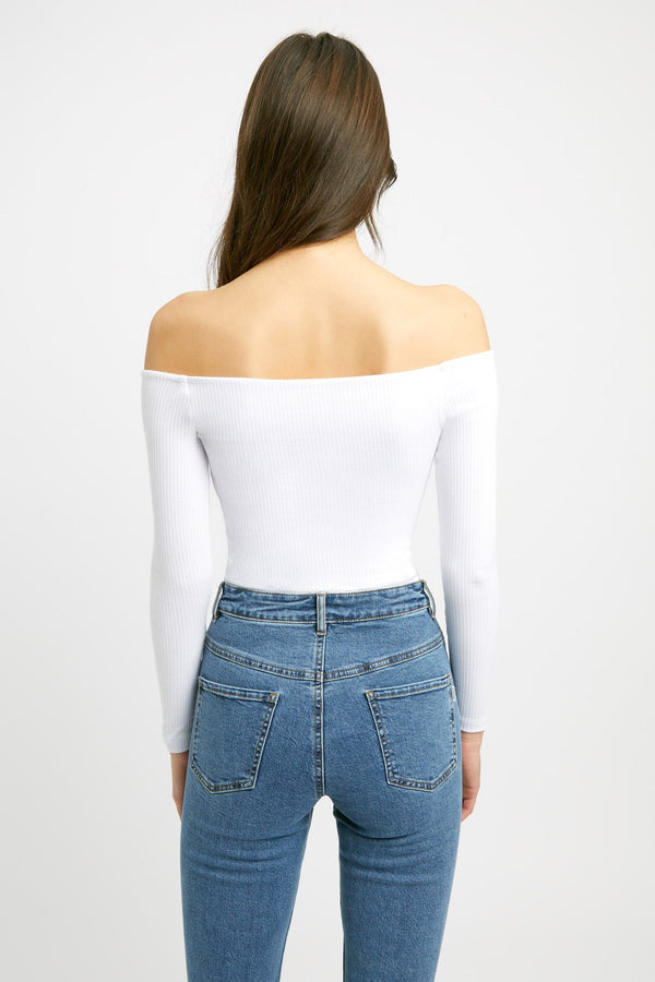 Kookai Bastille Off Shoulder Top White