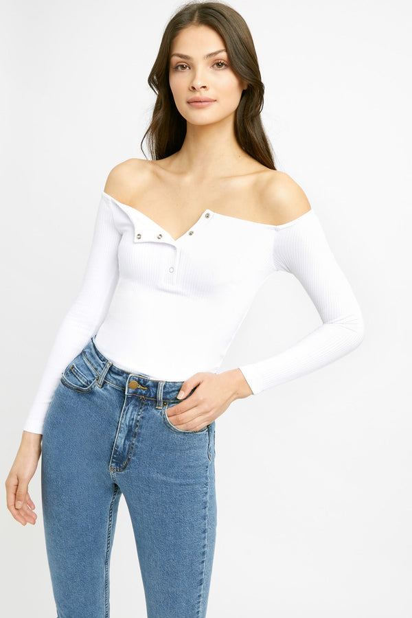 kookai Bastille Off Shoulder Top White