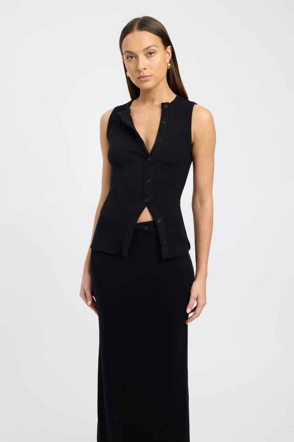 Kookai Bec Button Tank Black