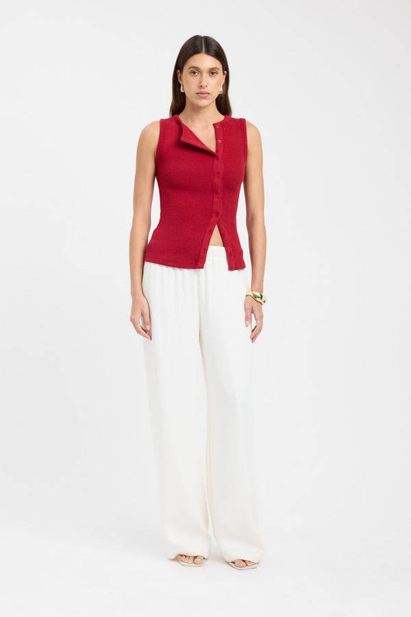 kookai Bec Button Tank Cranberry Marle