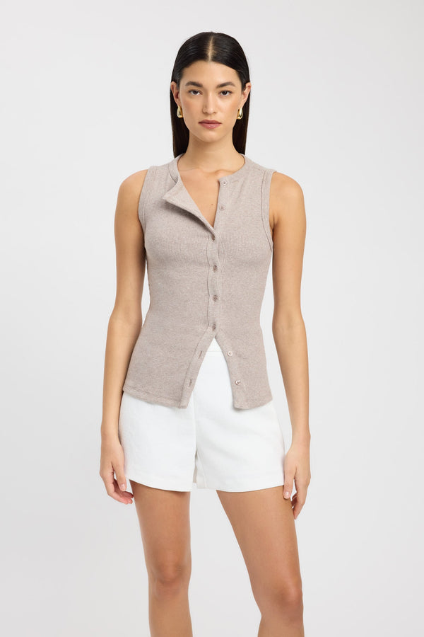 Kookai Bec Button Tank Oak Marle