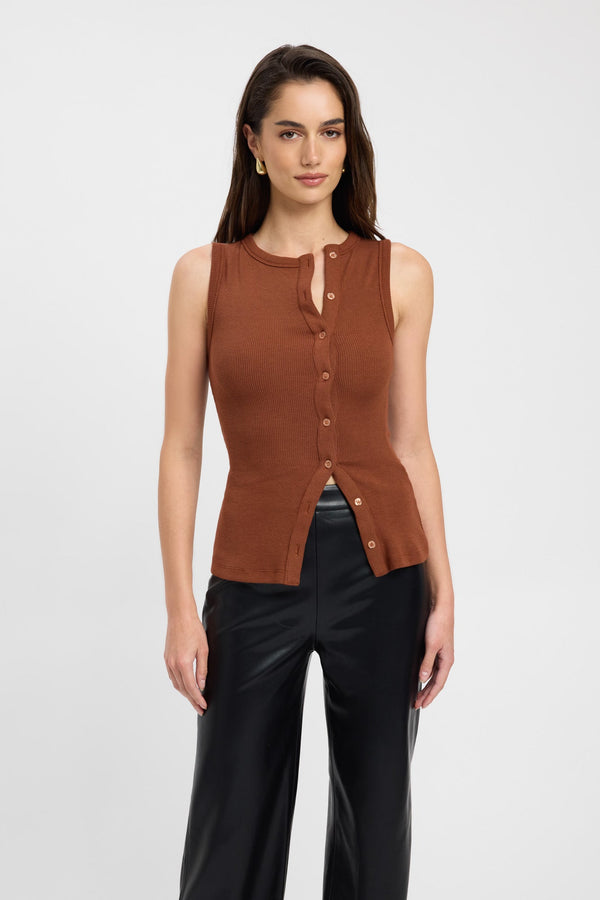 Kookai Bec Button Tank Sienna