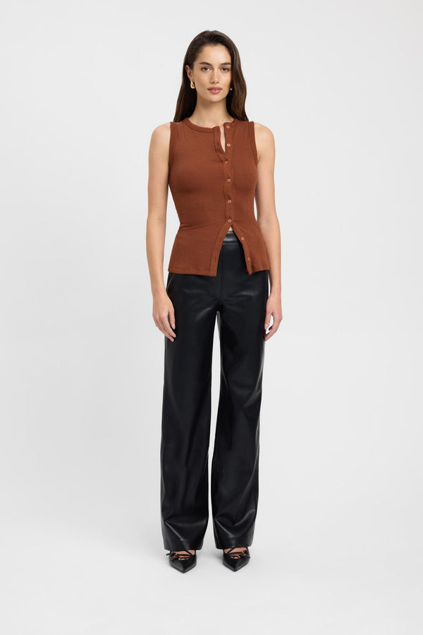 kookai Bec Button Tank Sienna