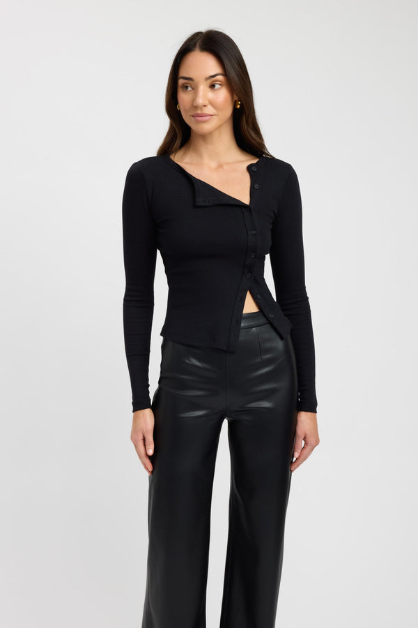 Kookai Bec Button Top Black