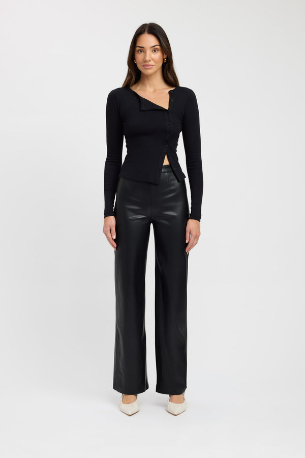 kookai Bec Button Top Black