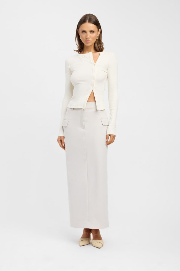 kookai Bec Button Top Coconut Milk