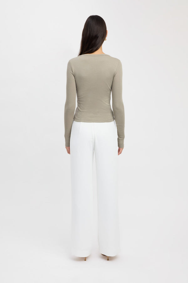 Kookai Bec Button Top Vintage Khaki