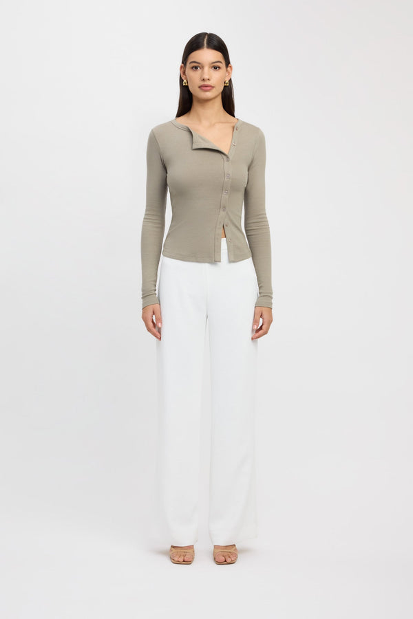 kookai Bec Button Top Vintage Khaki