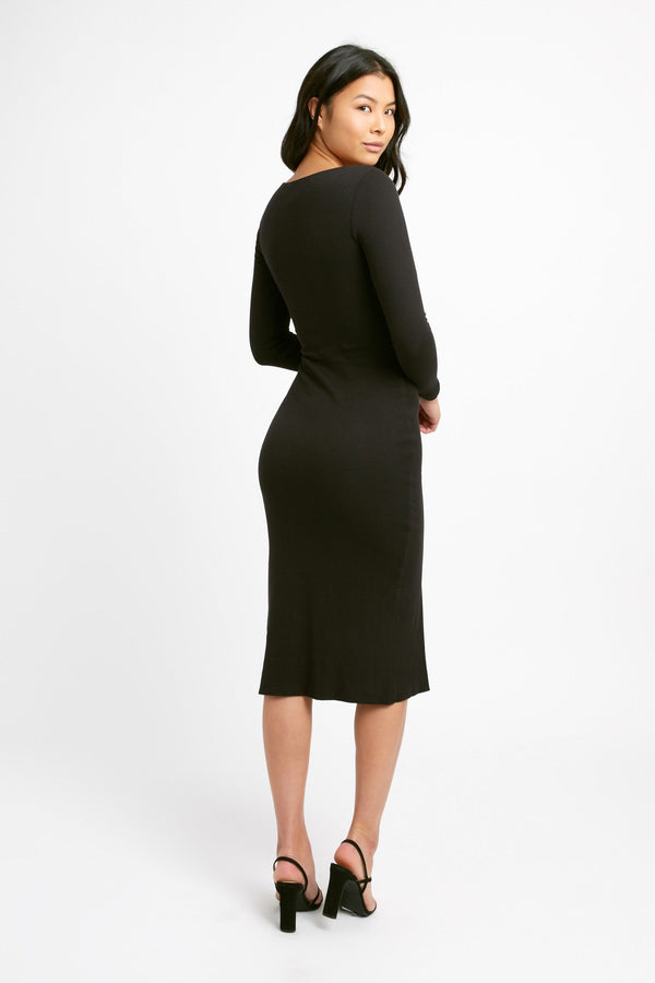 Kookai Beccy Button Long Sleeve Dress Black