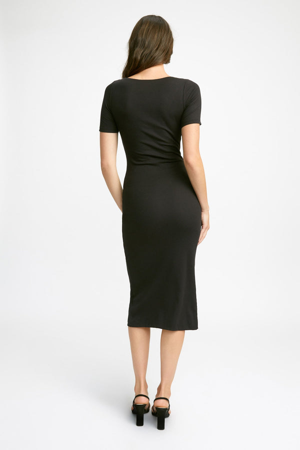 Kookai Beccy Button Midi Dress Black