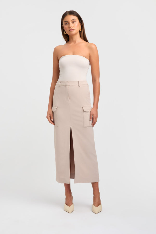 Kookai Becky Cargo Skirt Dark Oat