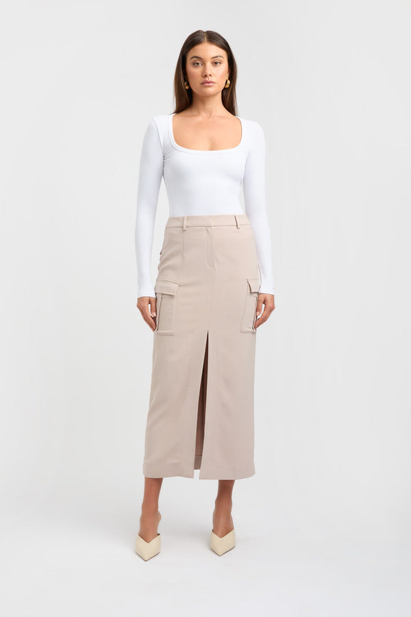 kookai Becky Cargo Skirt Dark Oat
