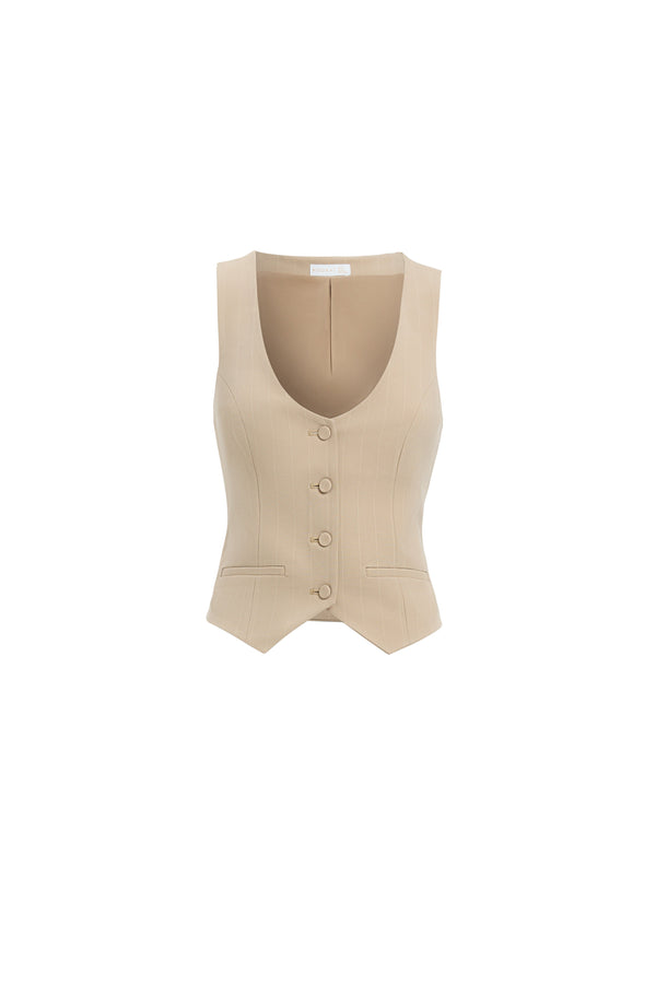 Kookai Bergen Vest Top Oat/Coconut Milk