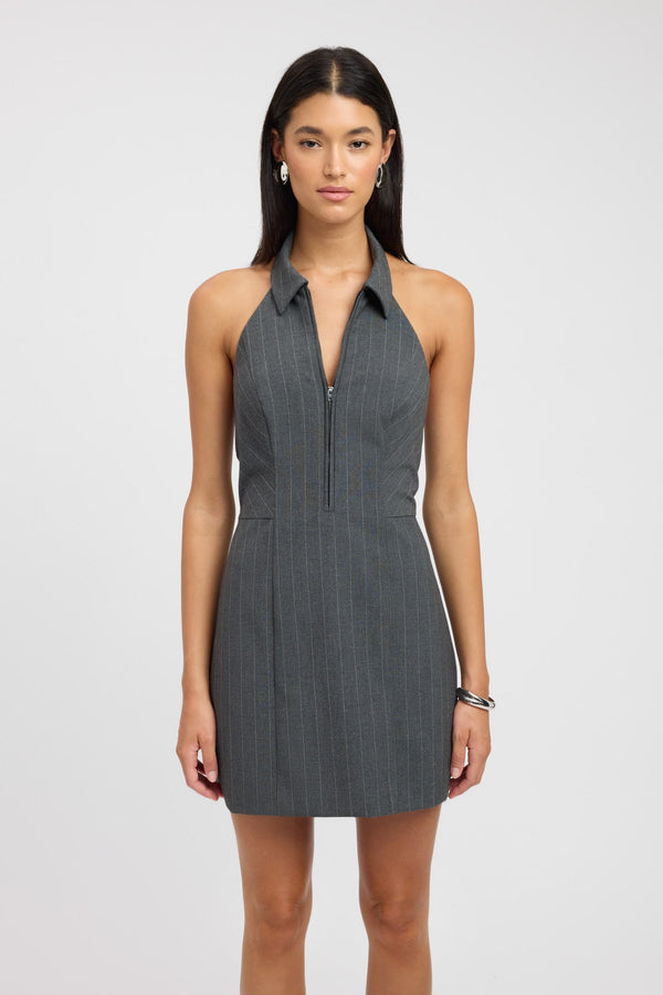Kookai Bergen Zip Mini Dress Charcoal