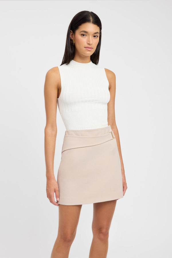 Kookai Berlin Buckle Mini Skirt Smoke Beige