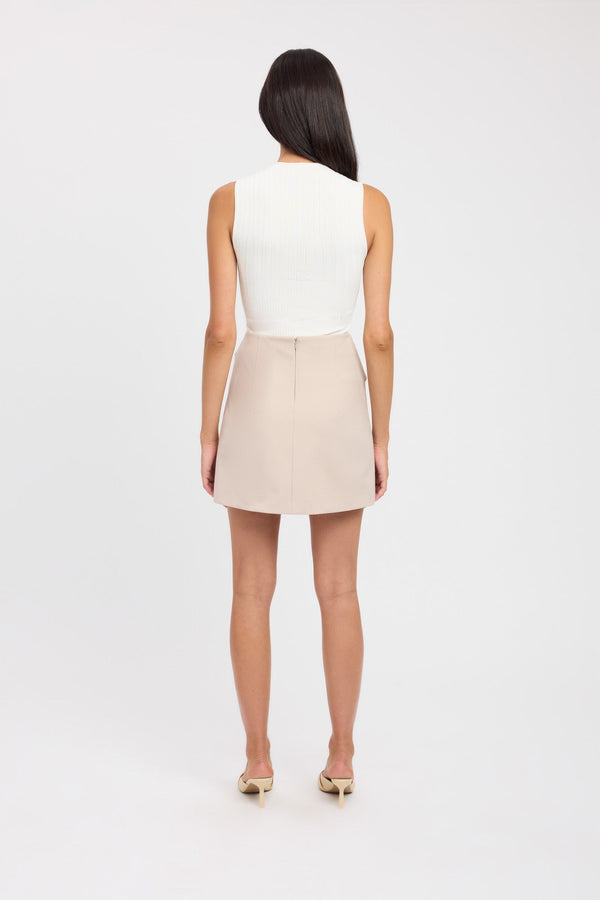 Kookai Berlin Buckle Mini Skirt Smoke Beige