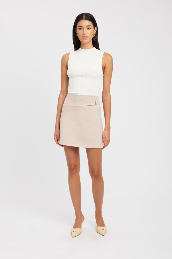 kookai Berlin Buckle Mini Skirt Smoke Beige