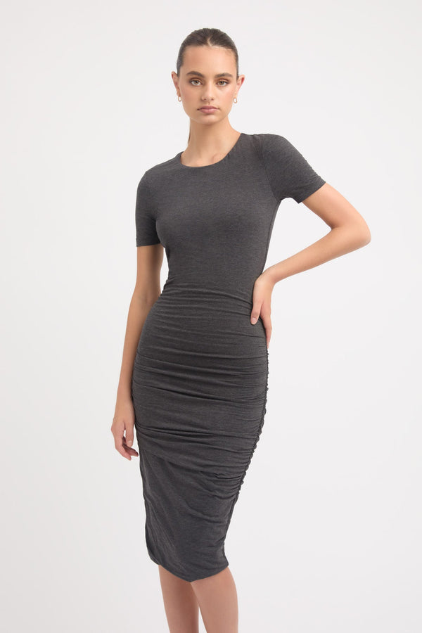 Kookai Betty Midi Dress Charcoal Marle