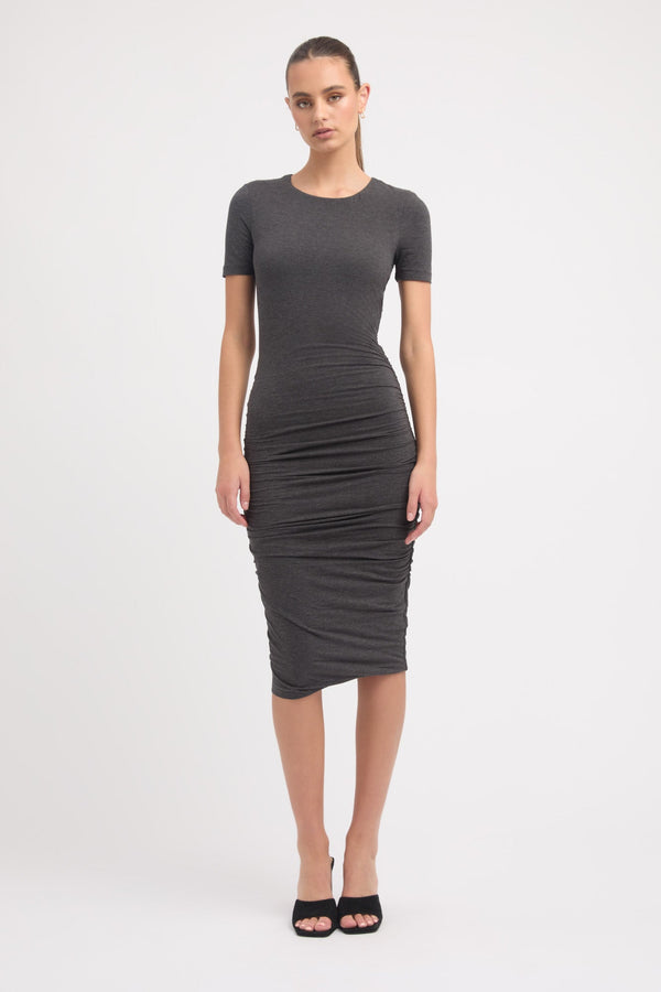 kookai Betty Midi Dress Charcoal Marle
