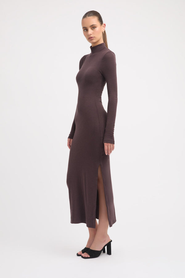 Kookai Billi Midi Dress Dark Chocolate