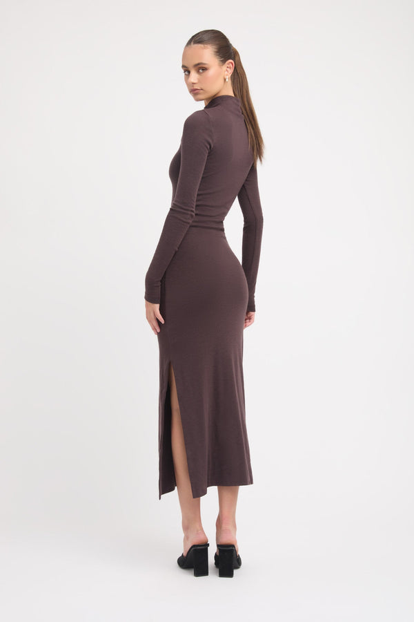 Kookai Billi Midi Dress Dark Chocolate