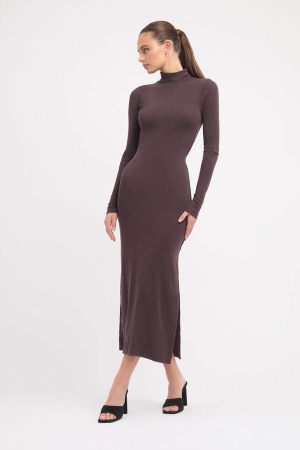 kookai Billi Midi Dress Dark Chocolate