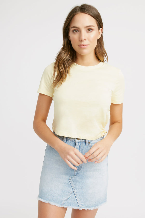 Kookai Blair Drawstring Tee Soft Lemon