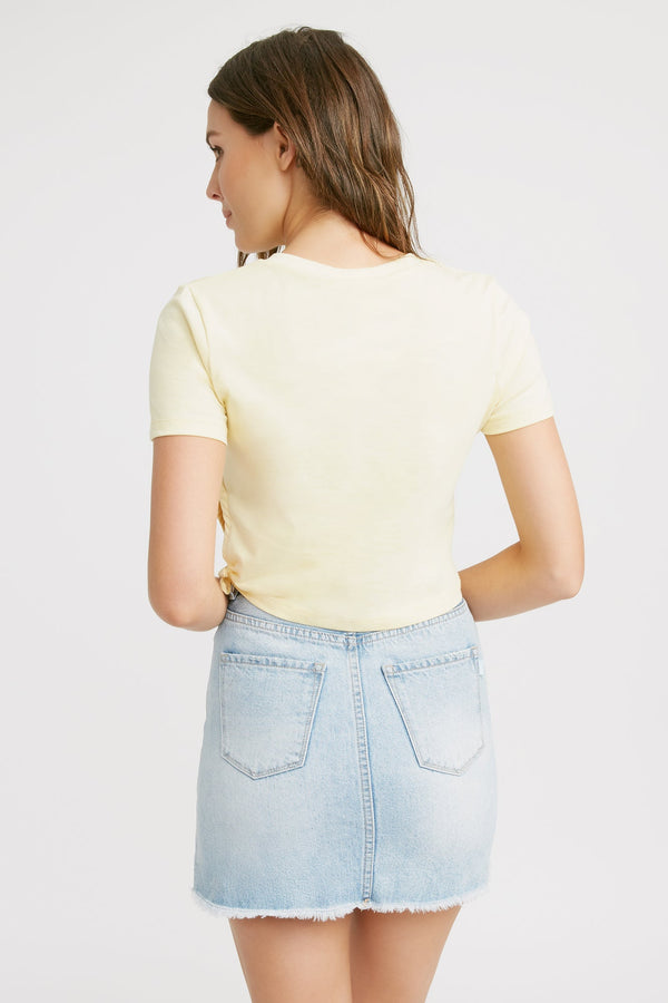 Kookai Blair Drawstring Tee Soft Lemon