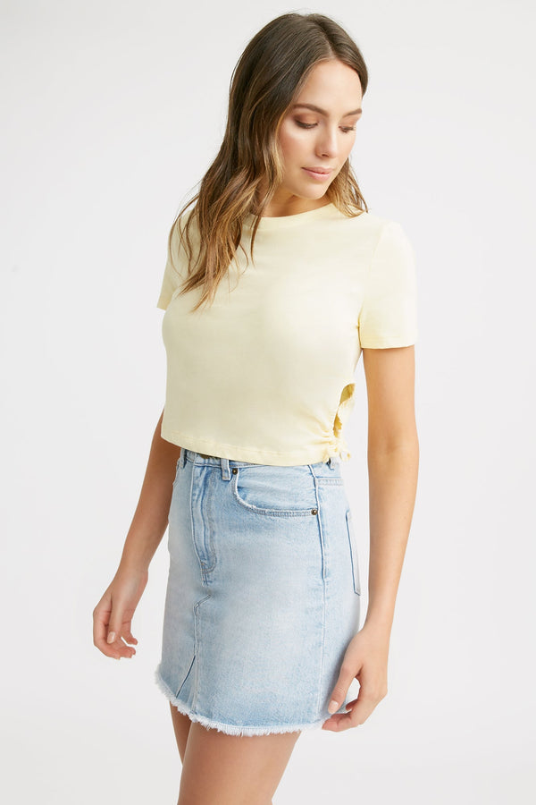 kookai Blair Drawstring Tee Soft Lemon