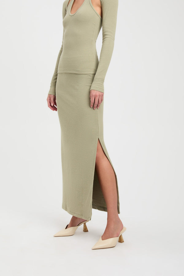 Kookai Bodhi Low Rise Skirt Olive Smoke
