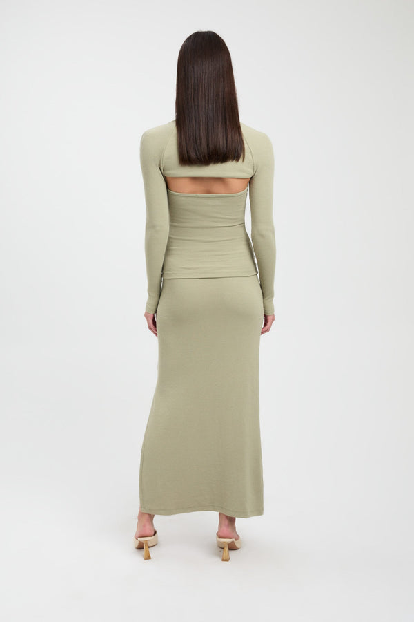 Kookai Bodhi Low Rise Skirt Olive Smoke