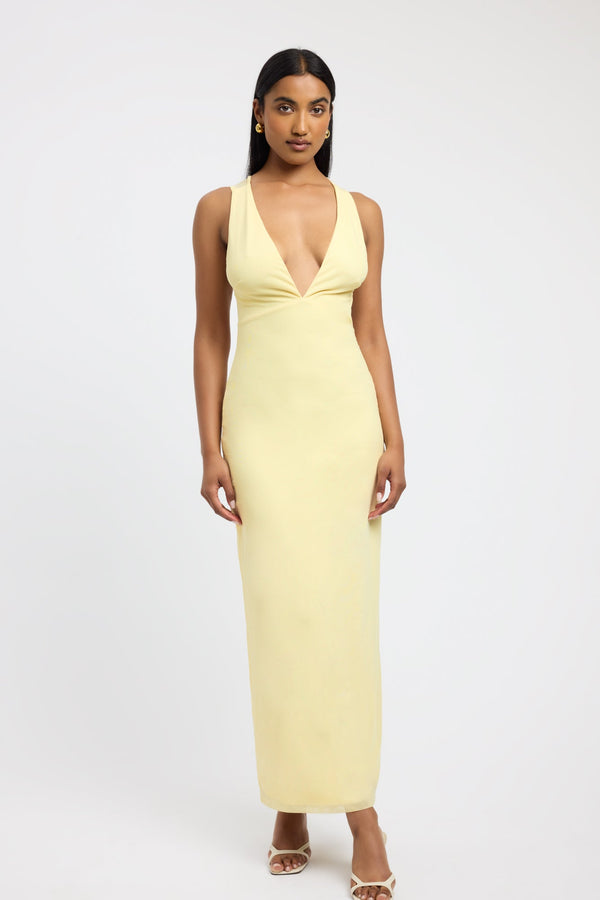 Kookai Bolt Open Back Dress Lemon Meringue