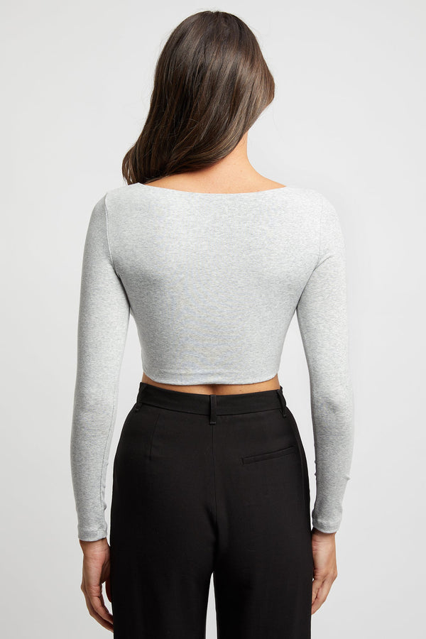 Kookai Bonita Crop Top Mid Grey Marle