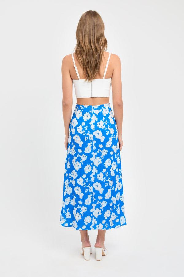 Kookai Bonita Long Line Skirt Diva Blue/White