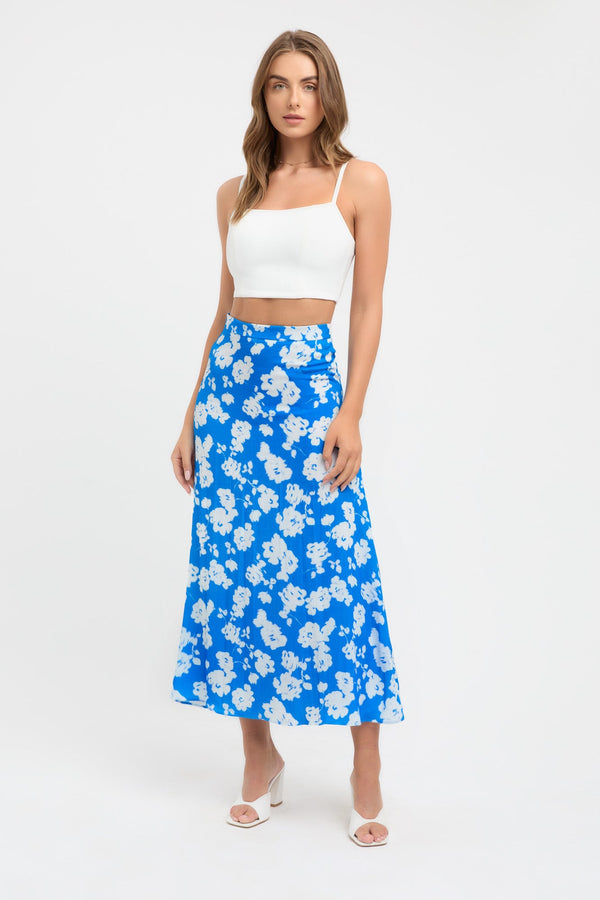 Kookai Bonita Long Line Skirt Diva Blue/White
