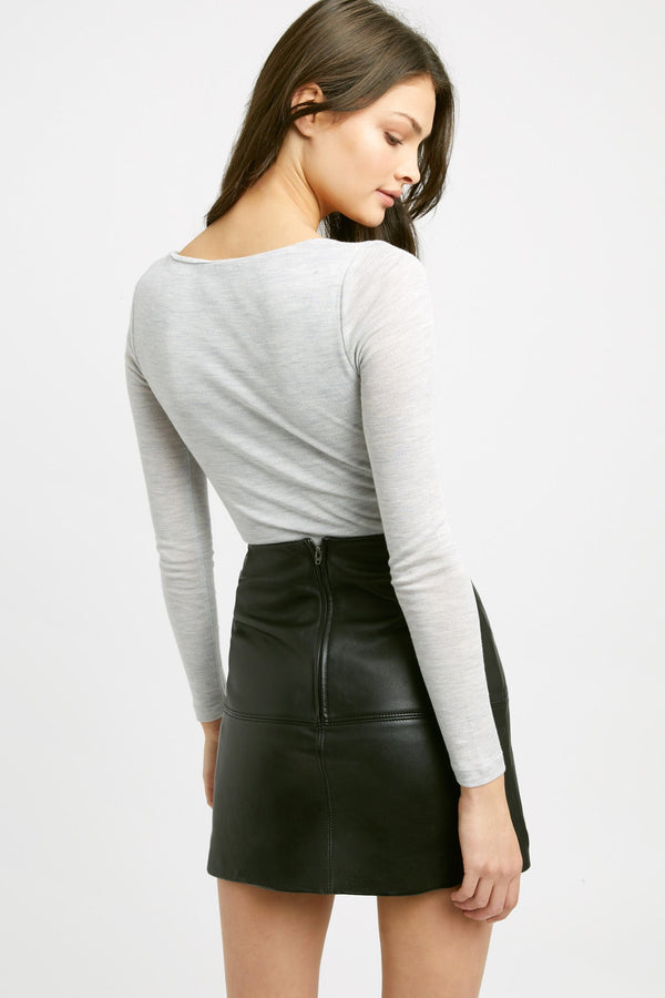 Kookai Bonnie Square Neck Top Mid Grey Marle