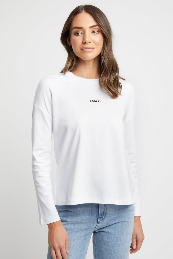 kookai Breena Long Sleeve Top White