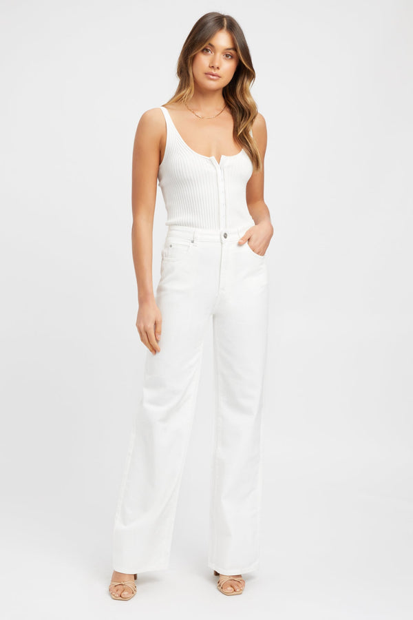 kookai Bronte Wide Leg Jean Ecru