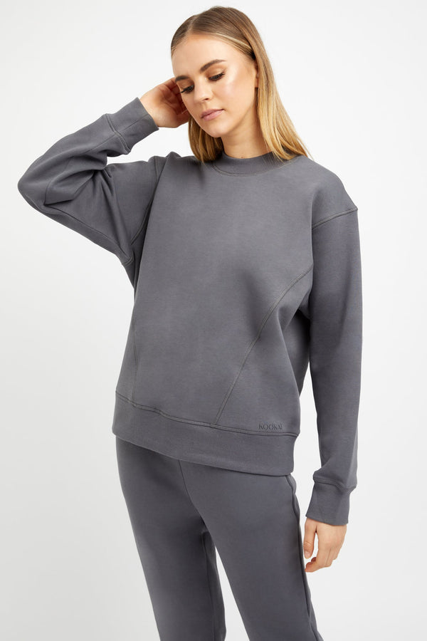 kookai Brushed Braidy Sweatshirt Grey Sky