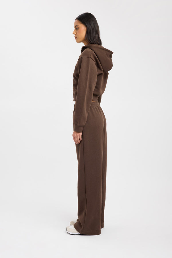 Kookai Brushed Otis Zip Up Chocolate