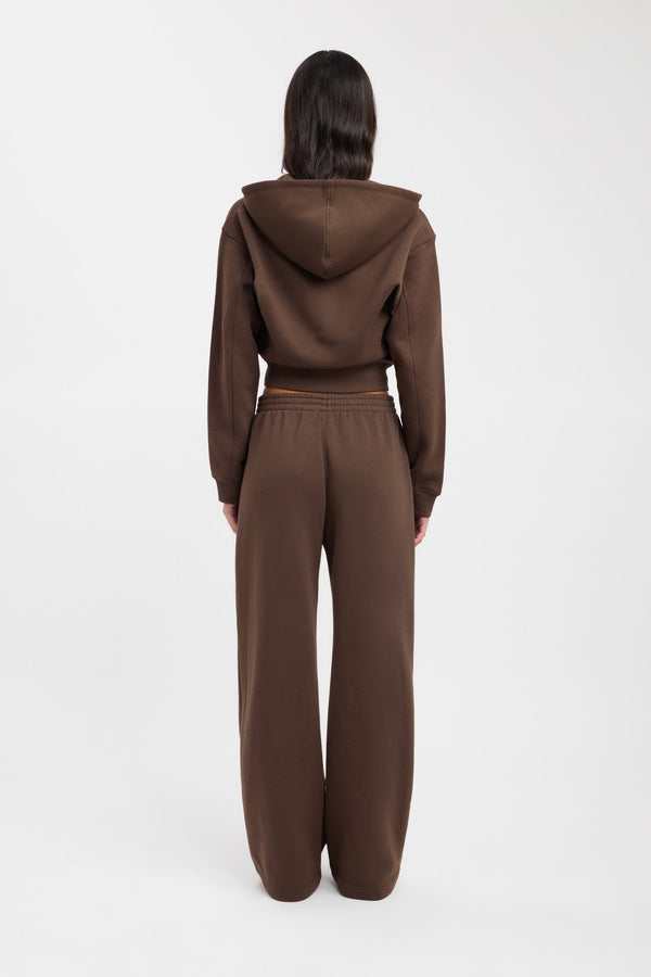 Kookai Brushed Otis Zip Up Chocolate