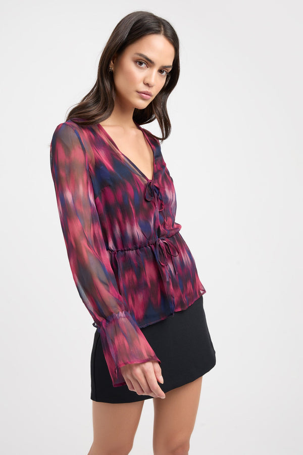 Kookai Bryn Tie Front Top Berry