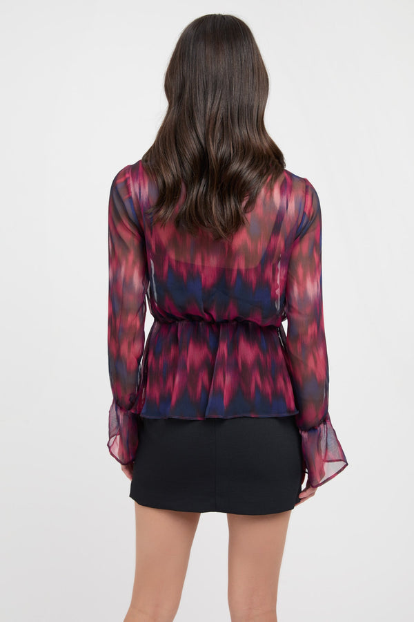 Kookai Bryn Tie Front Top Berry