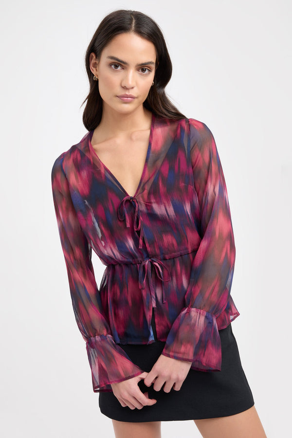 kookai Bryn Tie Front Top Berry