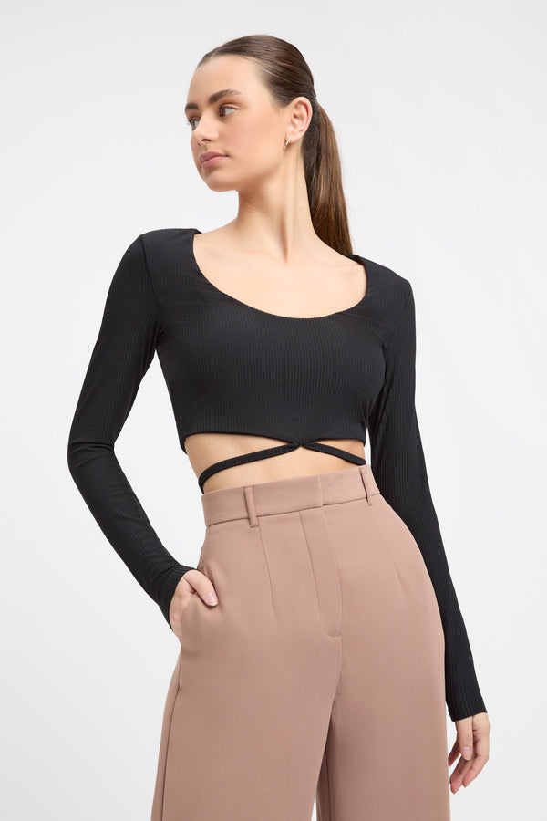 kookai Camila Cross Crop Black
